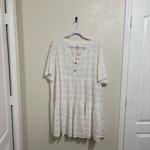 World Market White Dress with wood buttons size L/XL NWT